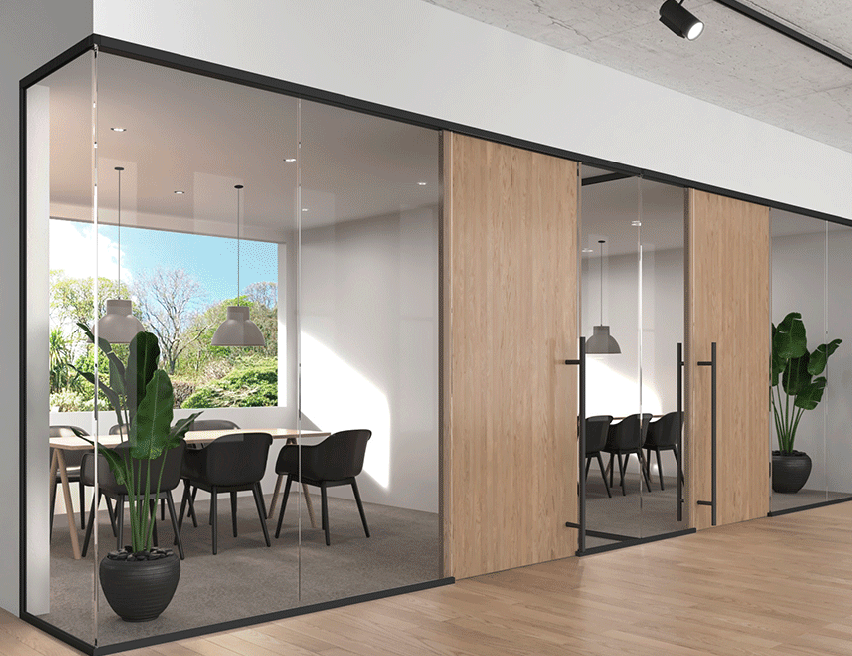 Conference room glass, clear