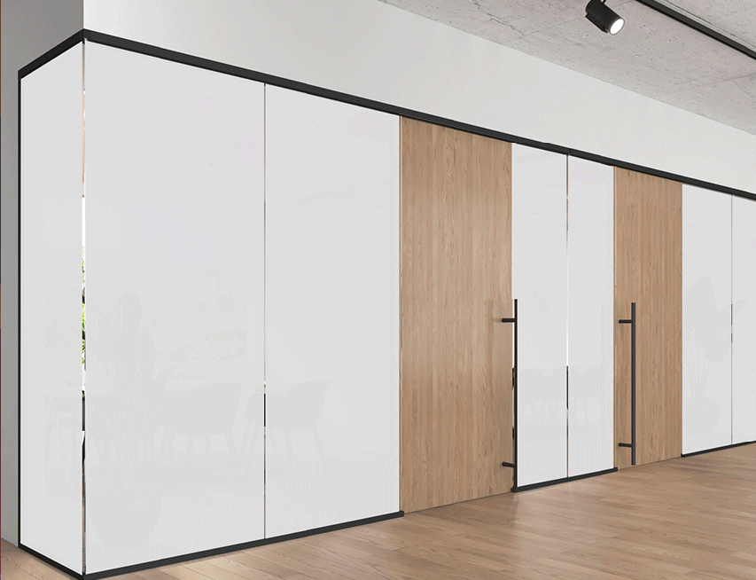 Wood-framed conference room, private