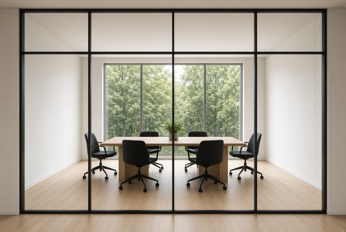 Black-framed meeting room, clear